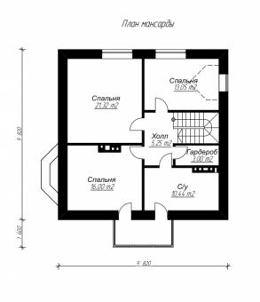Проект дома с мансардой, 11х10 м